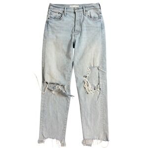 MOTHER The Huffy Flood Chew Wash Really Hella Hot Jeans Women's 26 Distressed